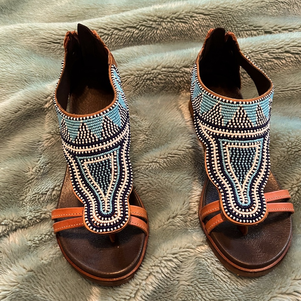 Beaded leather sandals